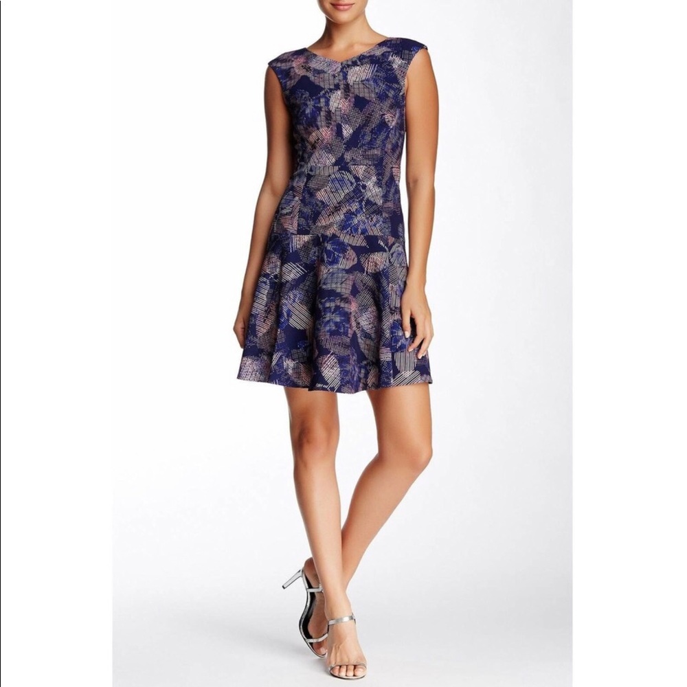 Rebecca Taylor Sonic Garden Abstract Print Fit & Flare Dress 0